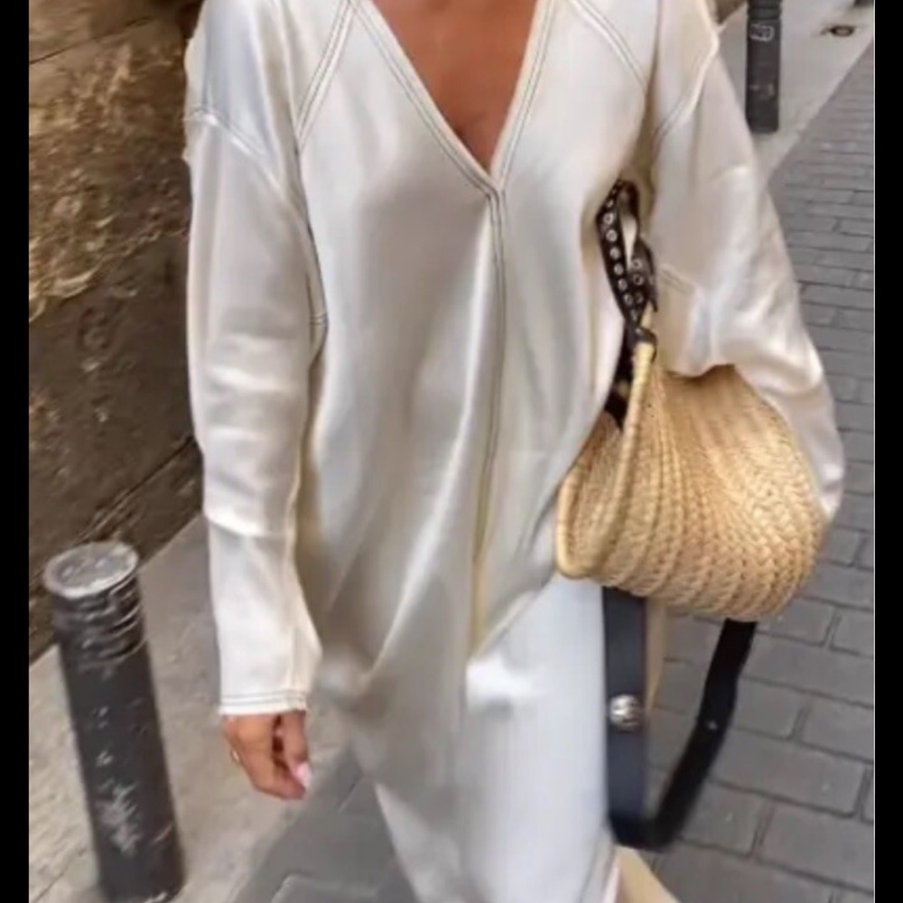 Zara Cream Draped Maxi Dress - Picture 5 of 6